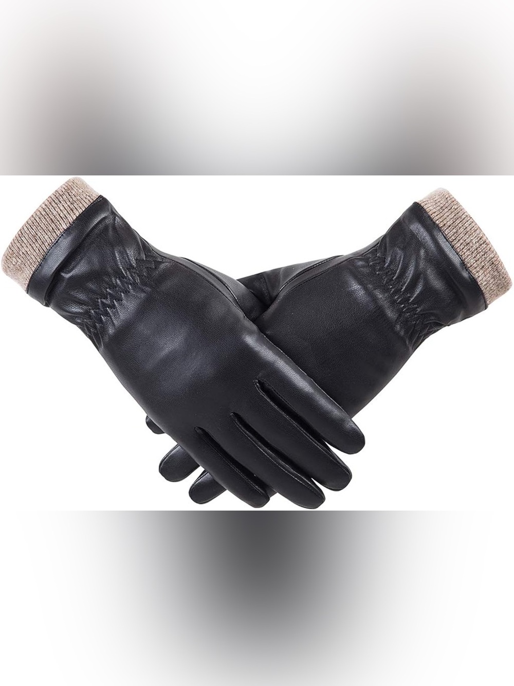REDESS Winter Leather Gloves for Women, Wool Fleece Lined Warm Gloves-Black 8.5